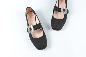 ROGER VIVIER BLACK FABRIC BALLET FLATS EU 38 UK 5 US 8