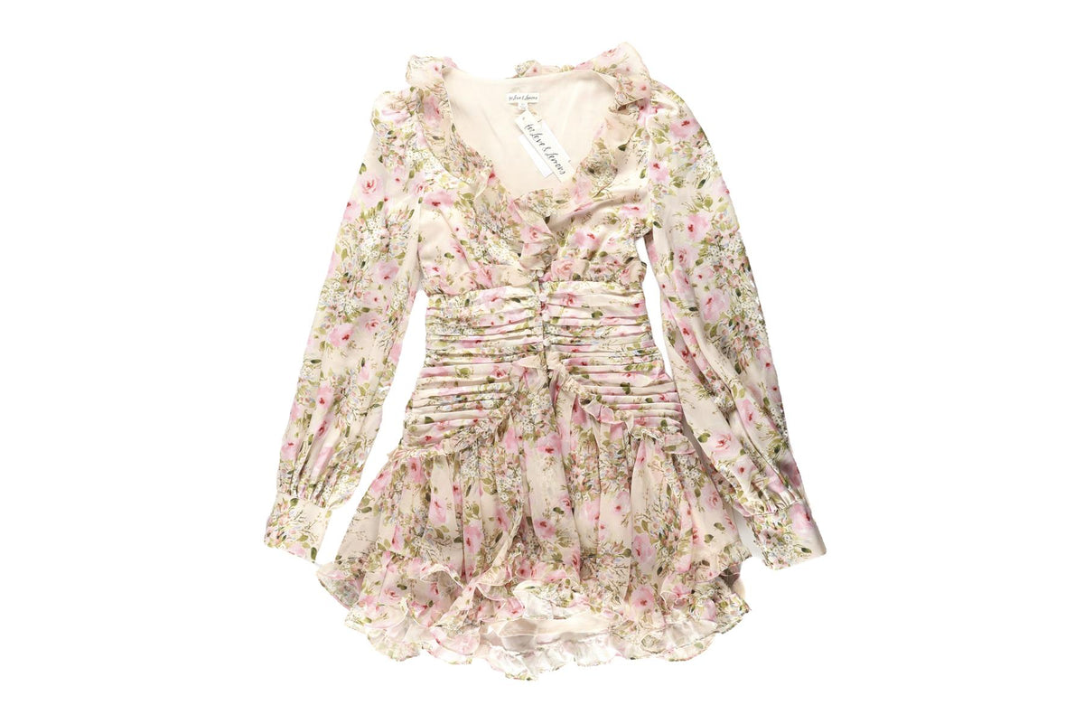 FOR LOVE & LEMONS MULTI SATIN MINI DRESS XSMALL