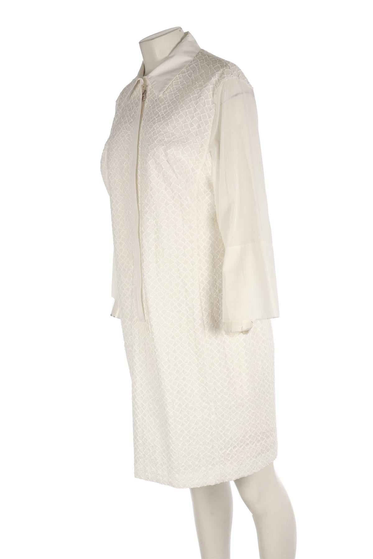 AKRIS WHITE COTTON MIDI DRESS FR 42 UK 14