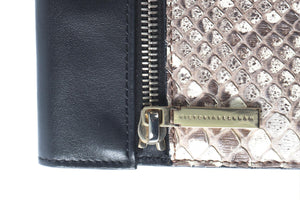 VICTORIA BECKHAM BLACK PYTHON AND LEATHER CLUTCH