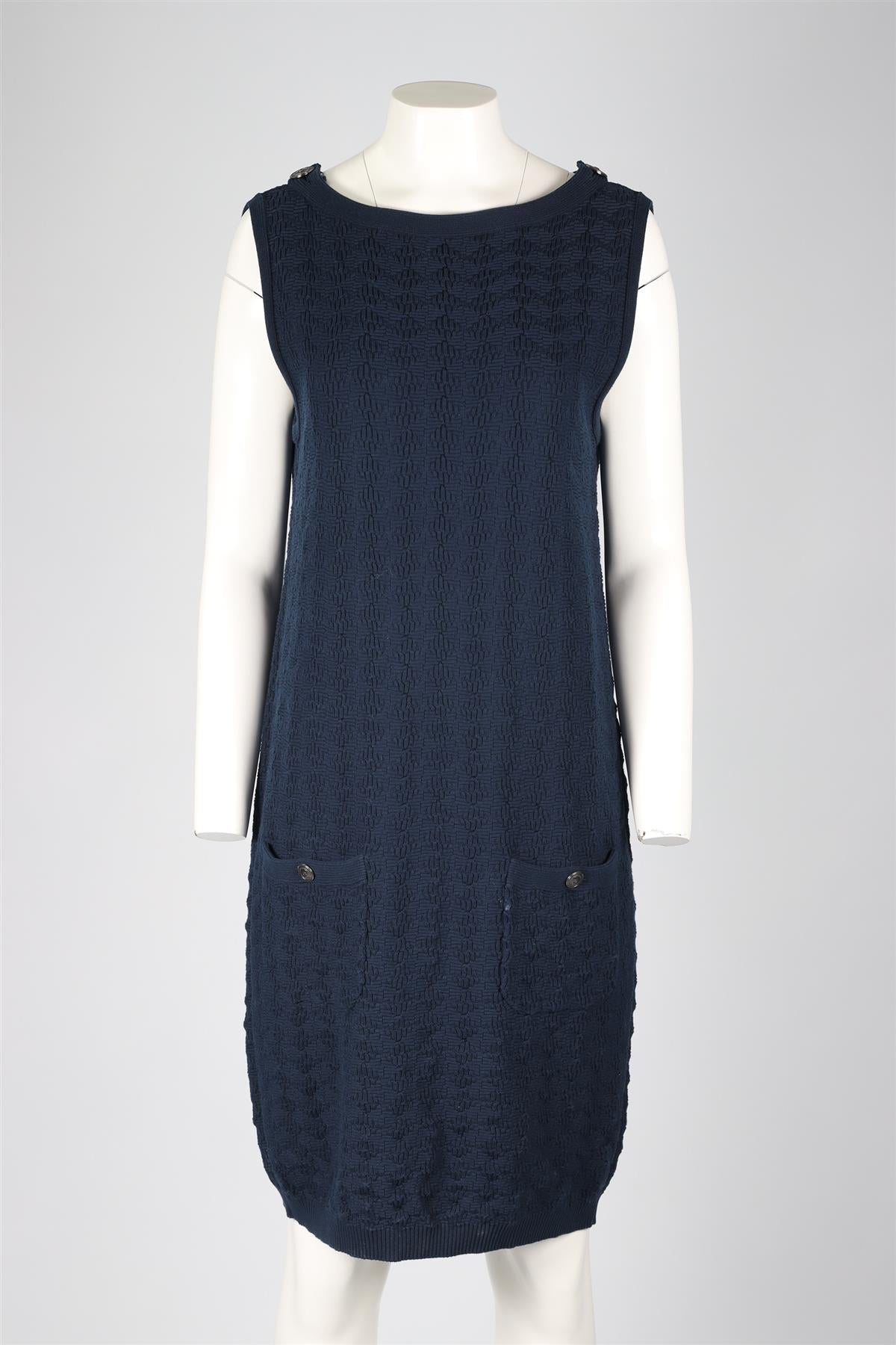 CHANEL BLUE 2014 COTTON DRESS FR 42 UK 14