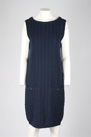CHANEL BLUE 2014 COTTON DRESS FR 42 UK 14