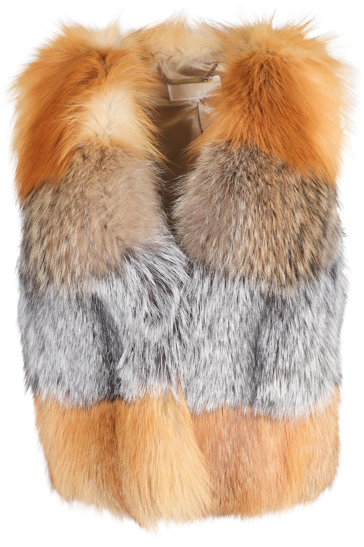 MICHAEL MICHAEL KORS TAN FOX FUR GILET SMALL