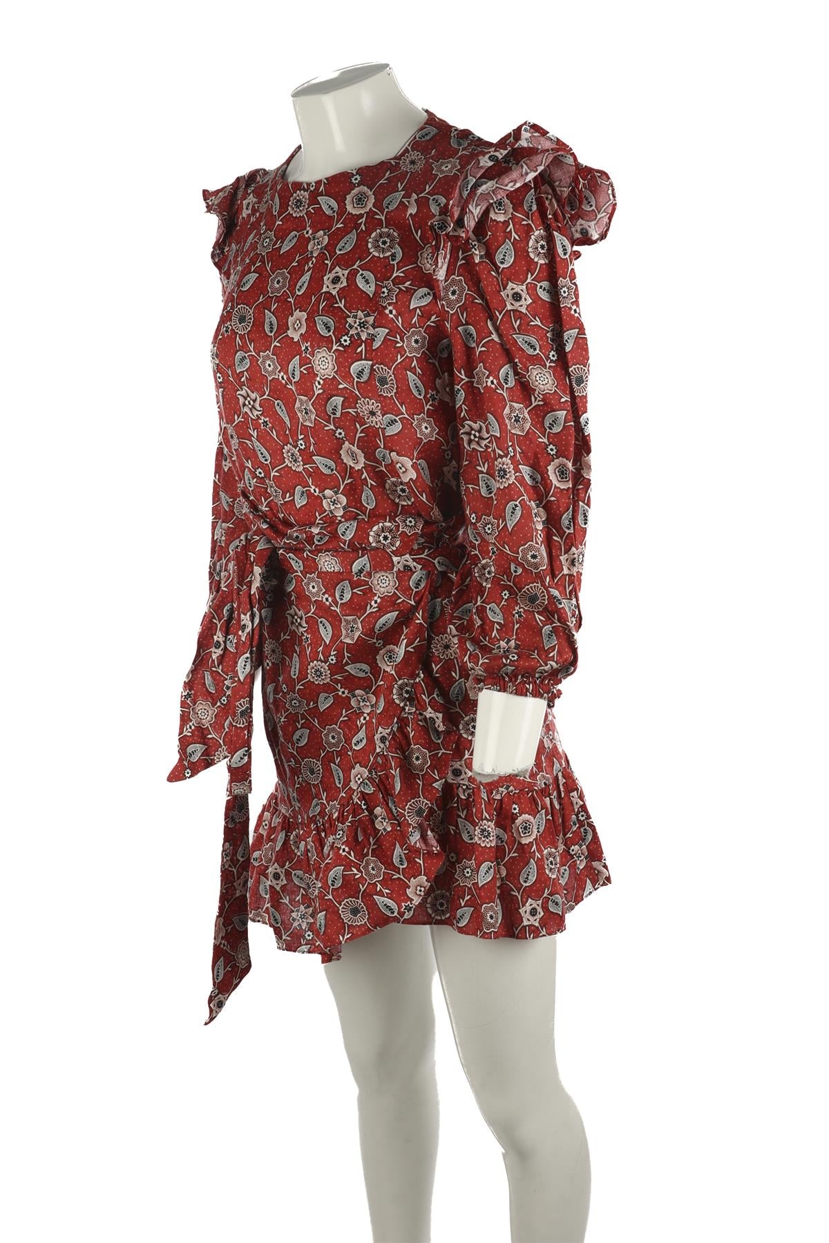ISABEL MARANT ETOILE RED LINEN MINI DRESS FR 36 UK 8