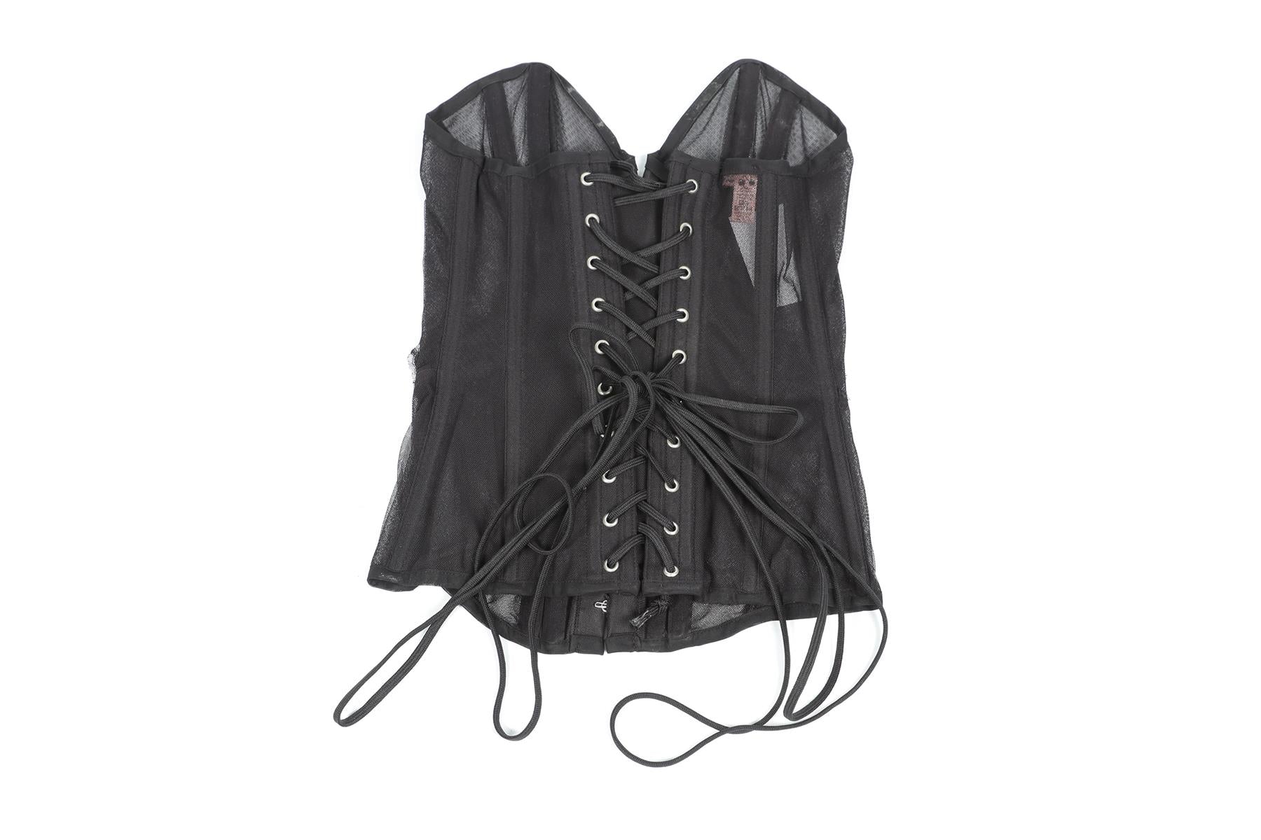 AGENT PROVOCATEUR BLACK MESH CORSET SMALL C-D