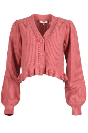 LOVESHACKFANCY RIBBED CASHMERE BLEND CARDIGAN SMALL