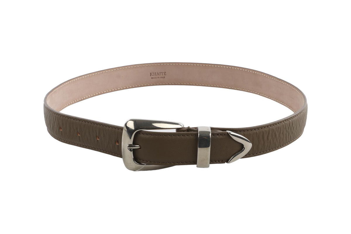 KHAITE TAUPE LEATHER WAIST BELT 75CM
