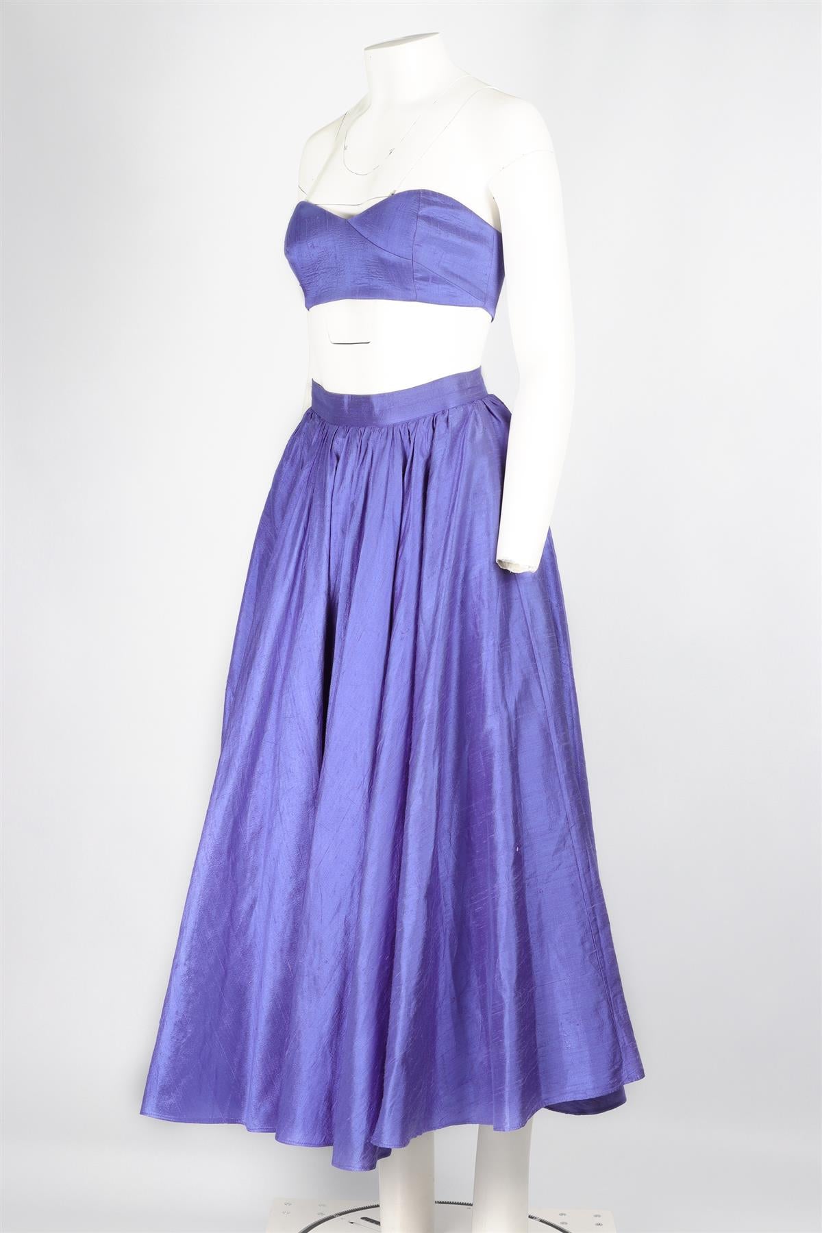 NEW ARRIVALS BLUE WOVEN TOP AND SKIRT FR 36 UK 8