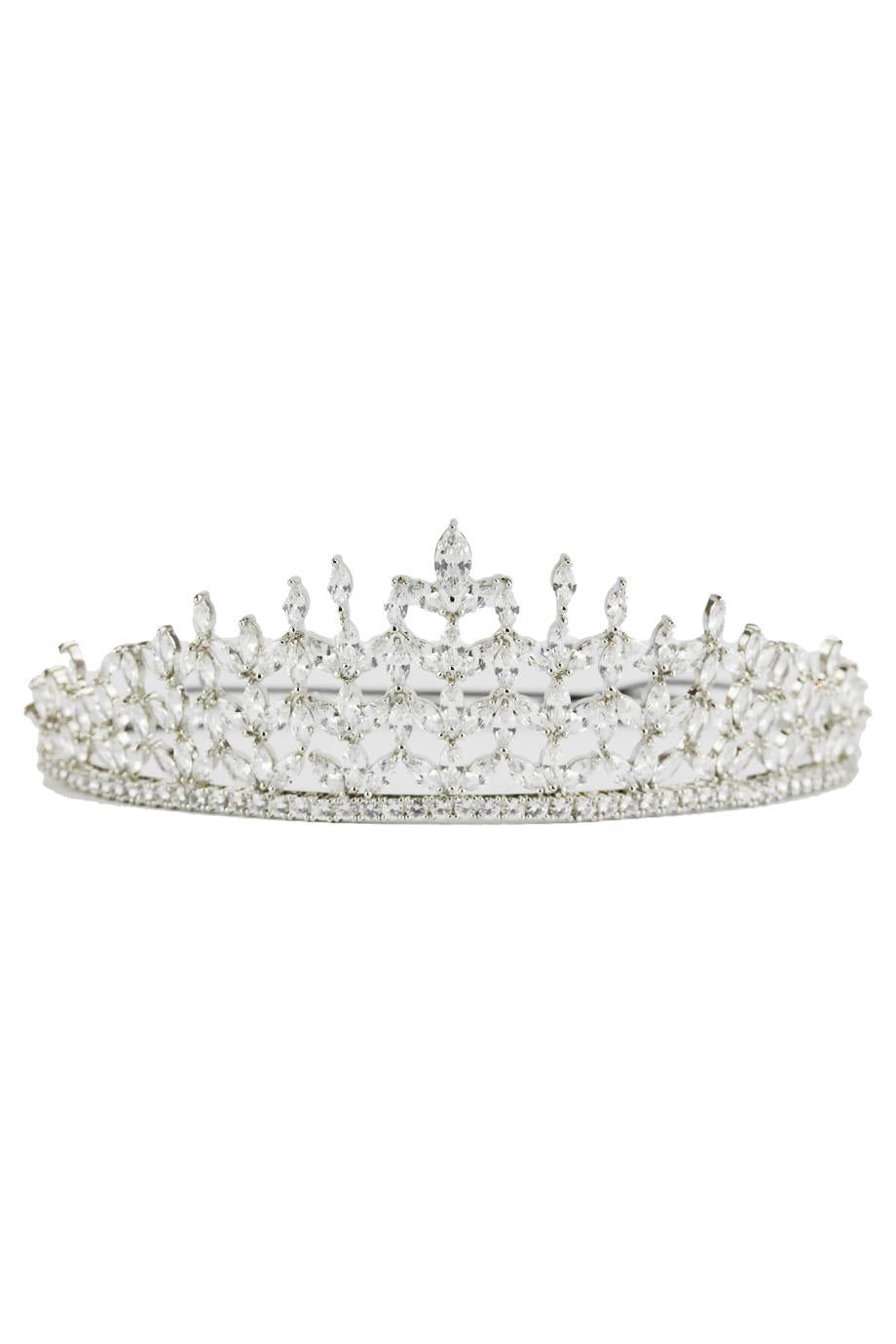 UNKNOWN BRAND SILVER TONE CRYSTAL BRIDAL CROWN