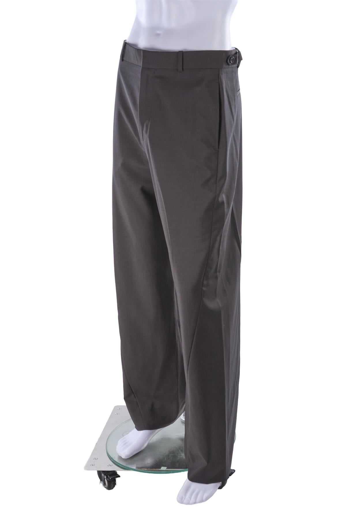 BROWN MEN'S WOOL BARREL LEG PANTS