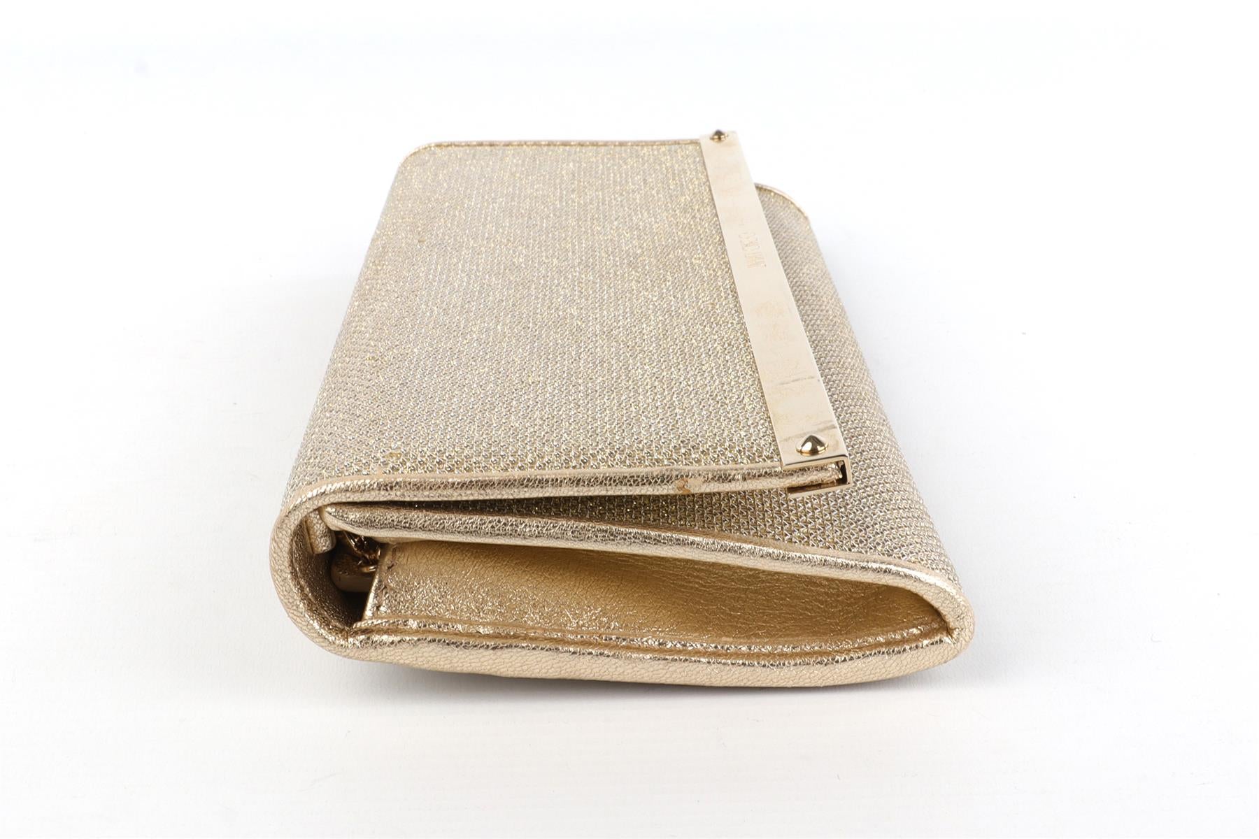 JIMMY CHOO GOLD FABRIC CLUTCH