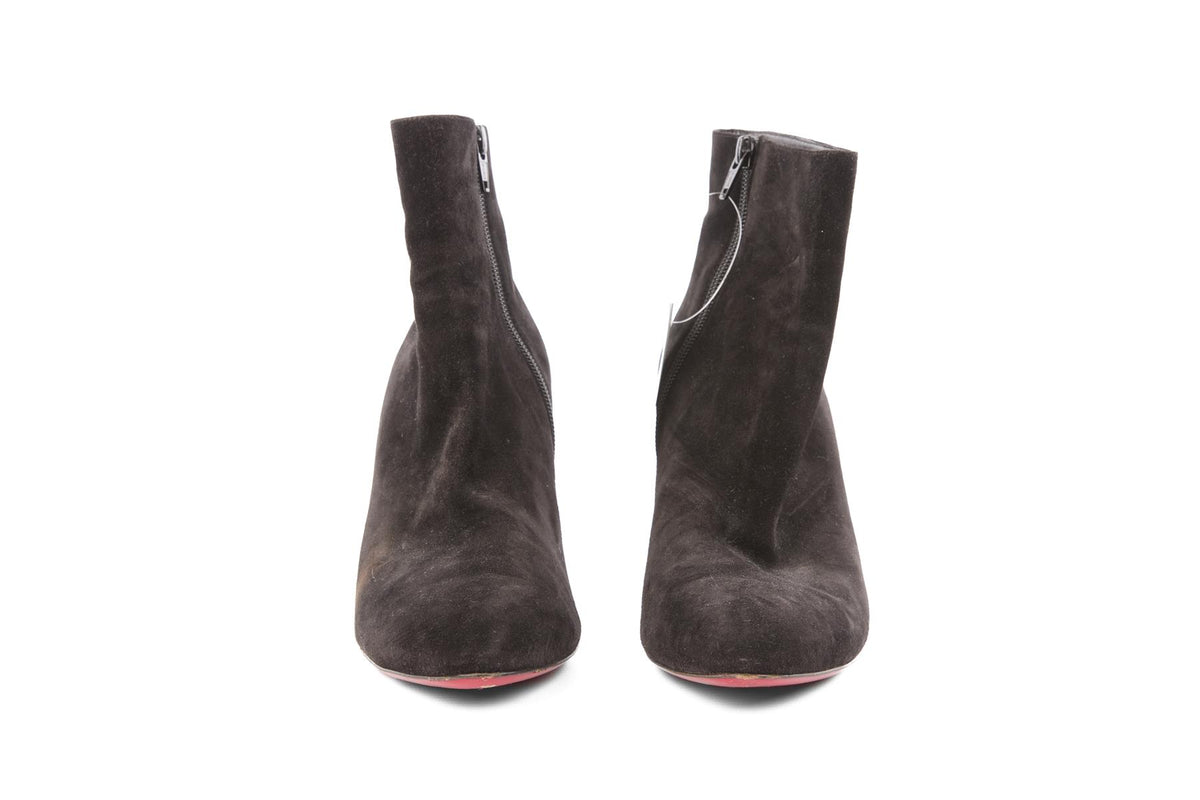 CHRISTIAN LOUBOUTIN BLACK SUEDE ANKLE BOOTS EU 39 UK 6 US 9