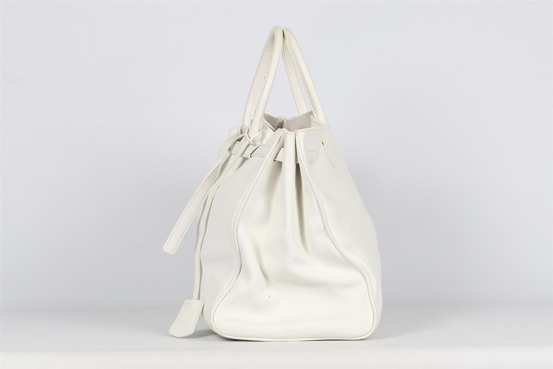 BAMFORD WHITE LEATHER TOTE BAG