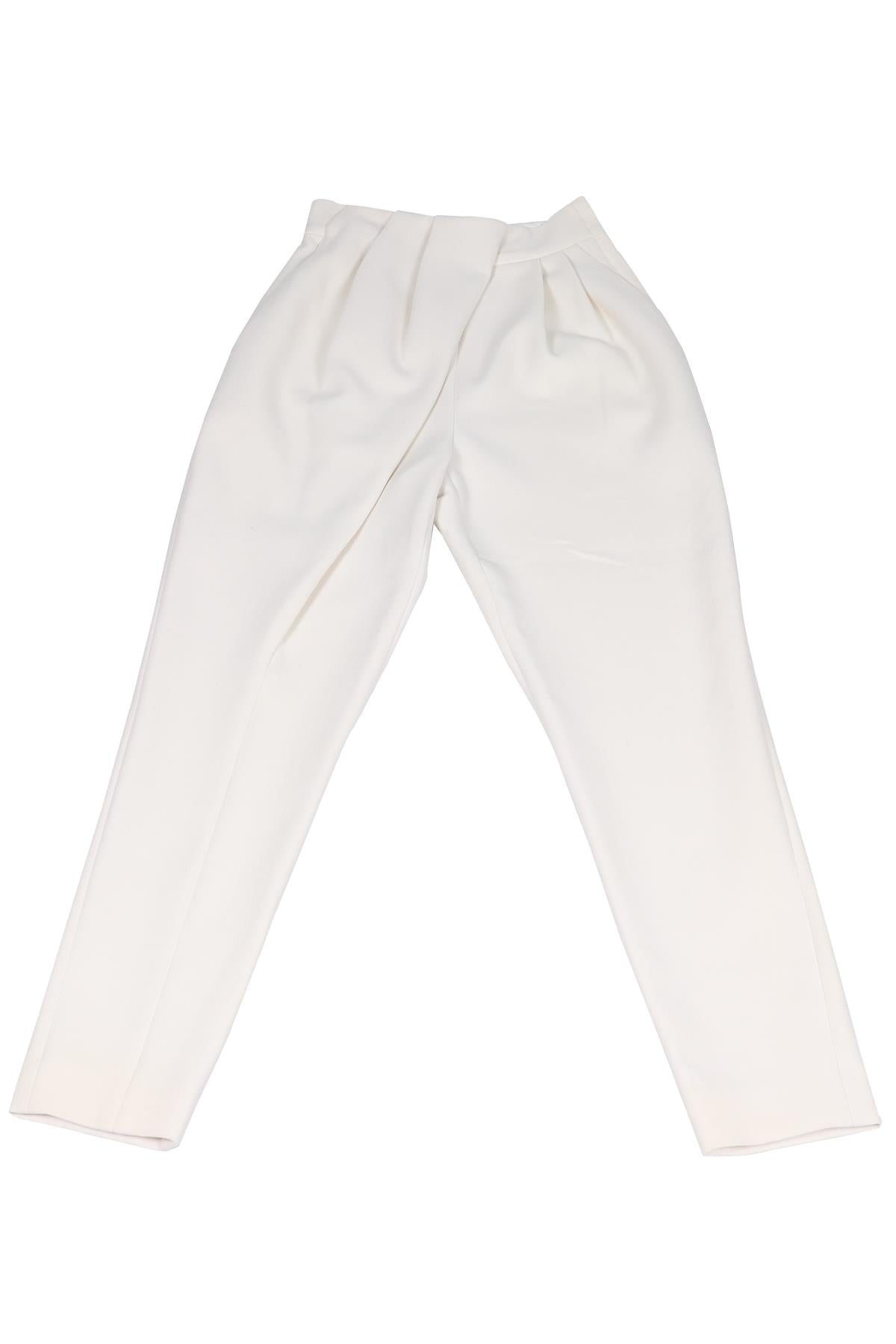 PROENZA SCHOULER CREAM WOOL AND COTTON BLEND TAPERED PANTS US 2 UK 6