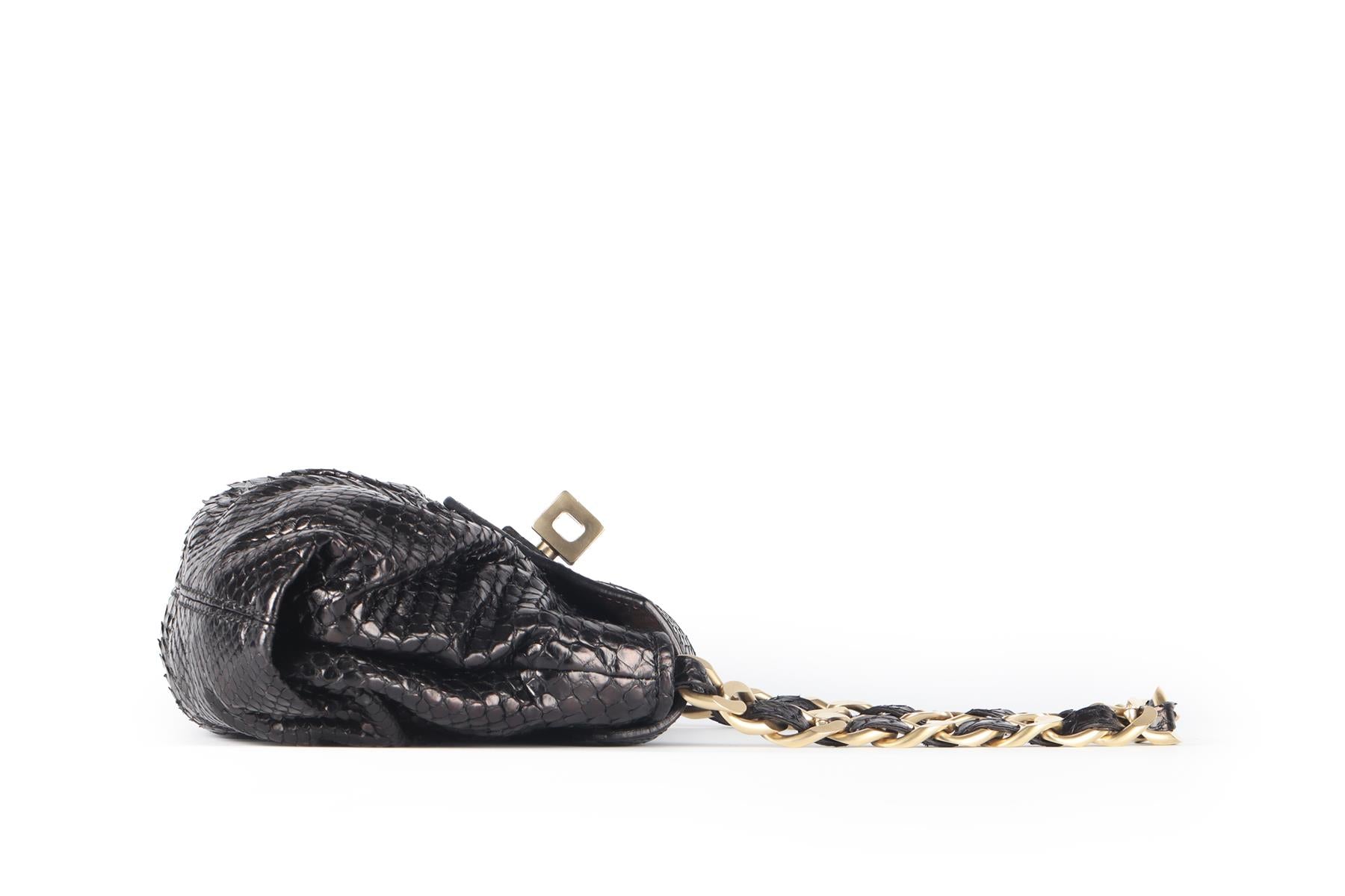 ZAGLIANI BLACK PYTHON SHOULDER BAG