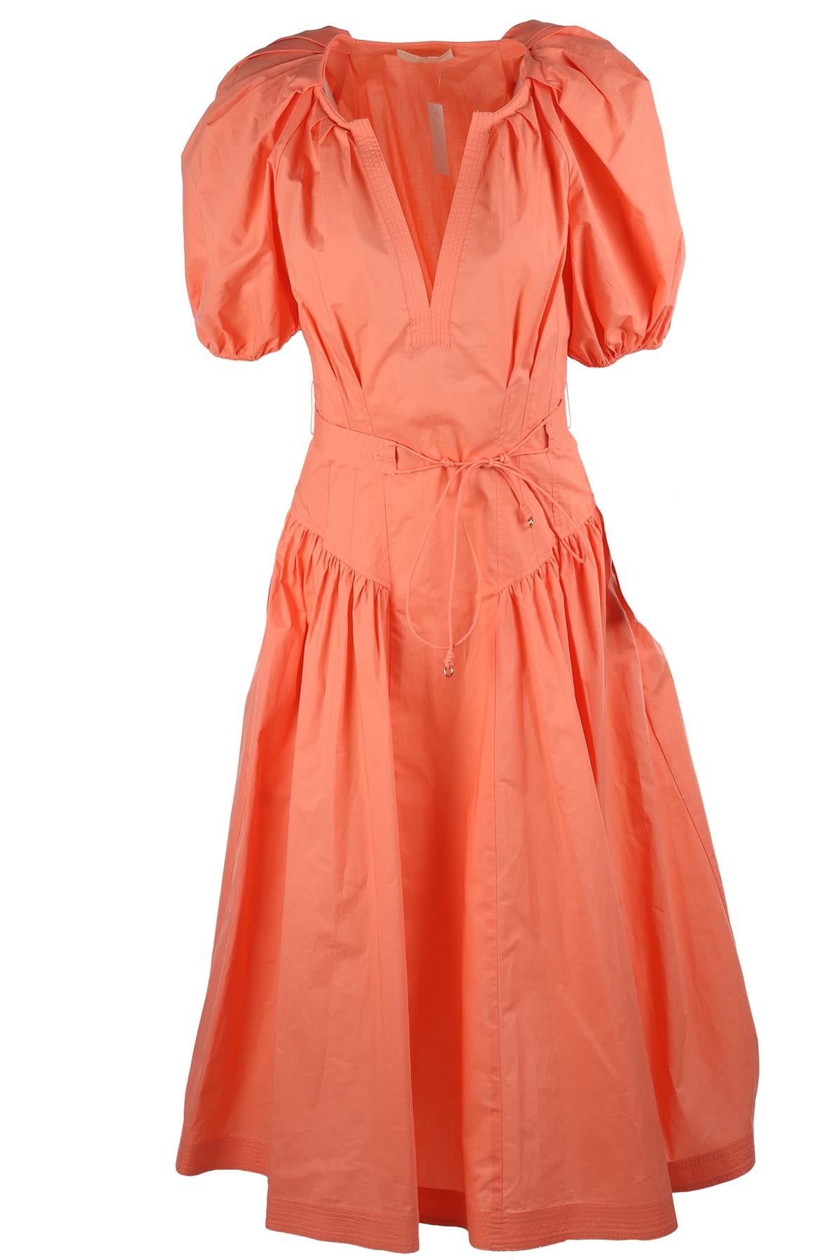 ULLA JOHNSON ORANGE COTTON MAXI DRESS US 4 UK 8 FR 36