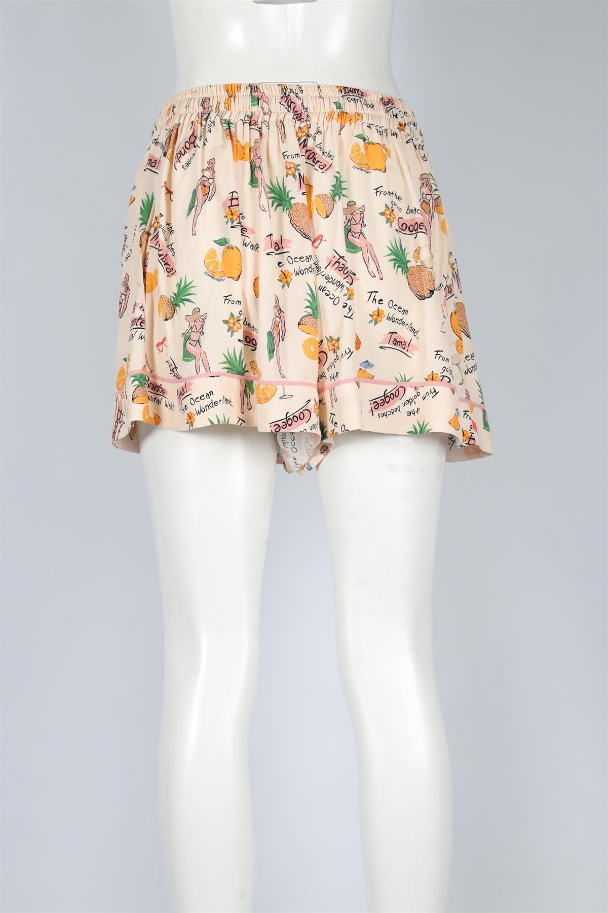 ZIMMERMANN CREAM CREPE SHORTS MEDIUM