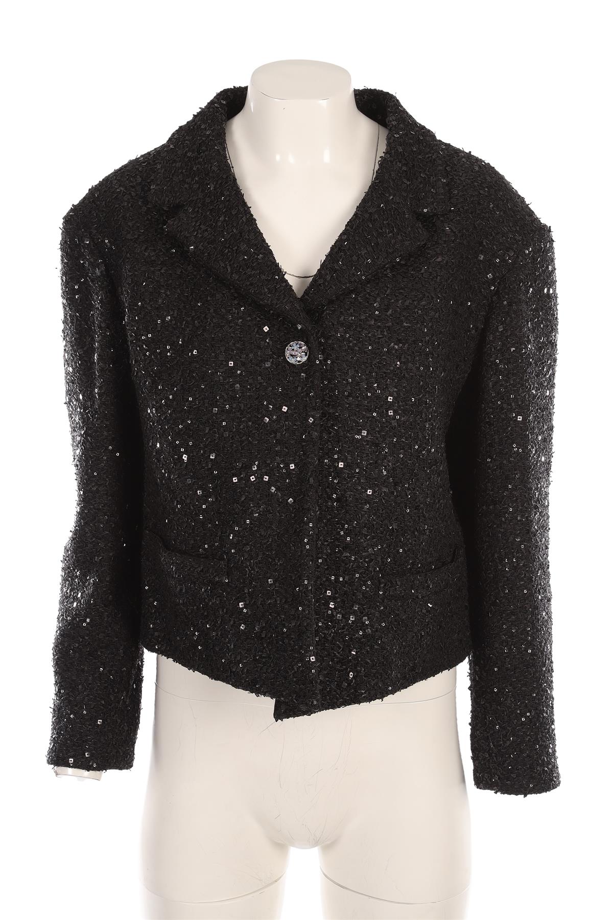 CHANEL BLACK 2024 SEQUIN BLAZER FR 44 UK 16
