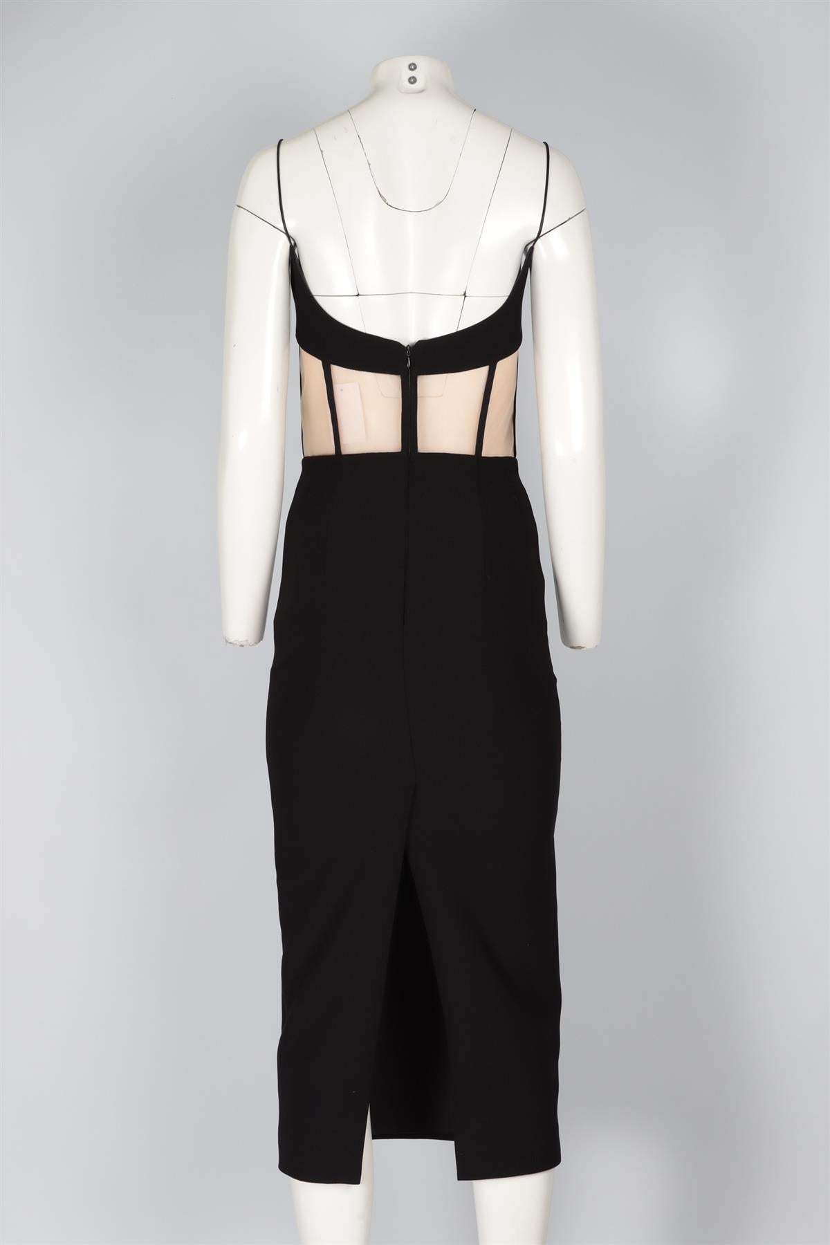 RASARIO BLACK CADY MIDI DRESS FR 36 UK 8