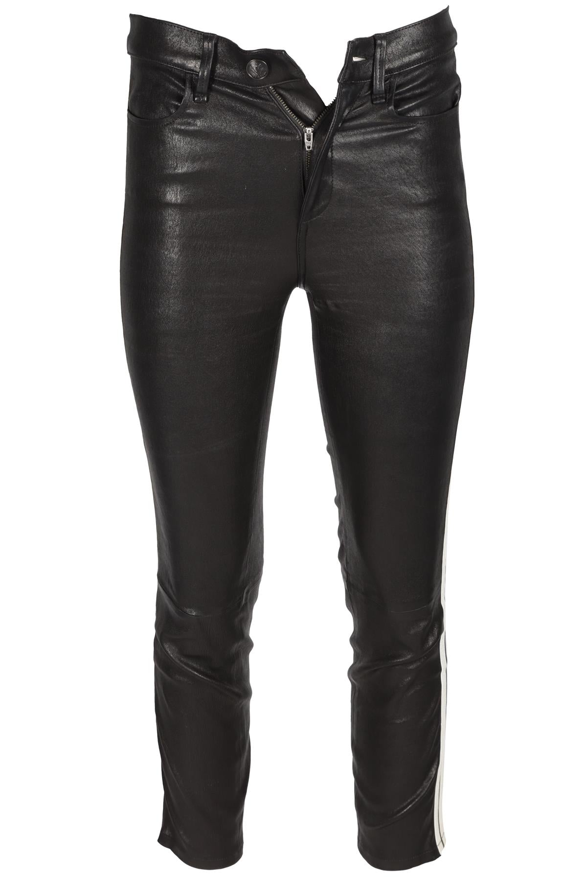 RAG & BONE BLACK LEATHER SKINNY PANTS W28 UK 10