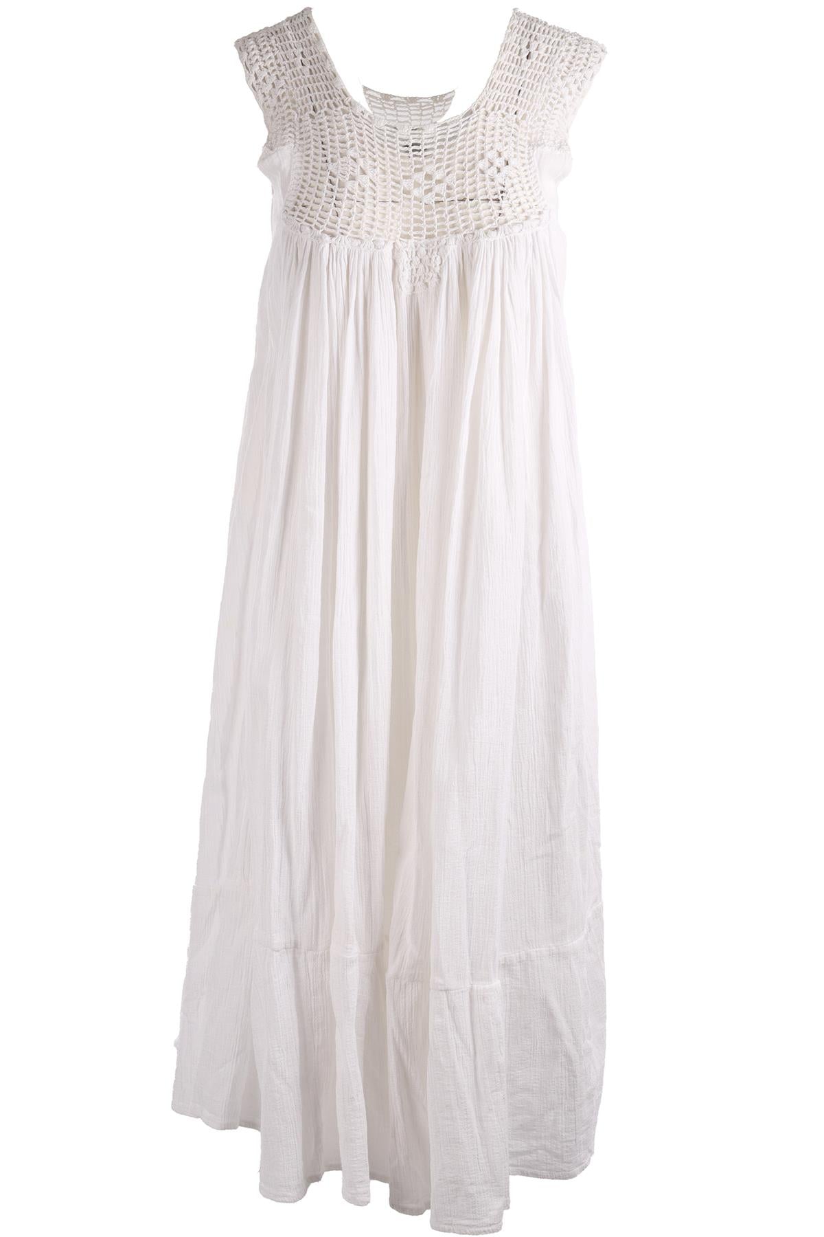 SUZIE KONDI WHITE COTTON MIDI DRESS XSMALL