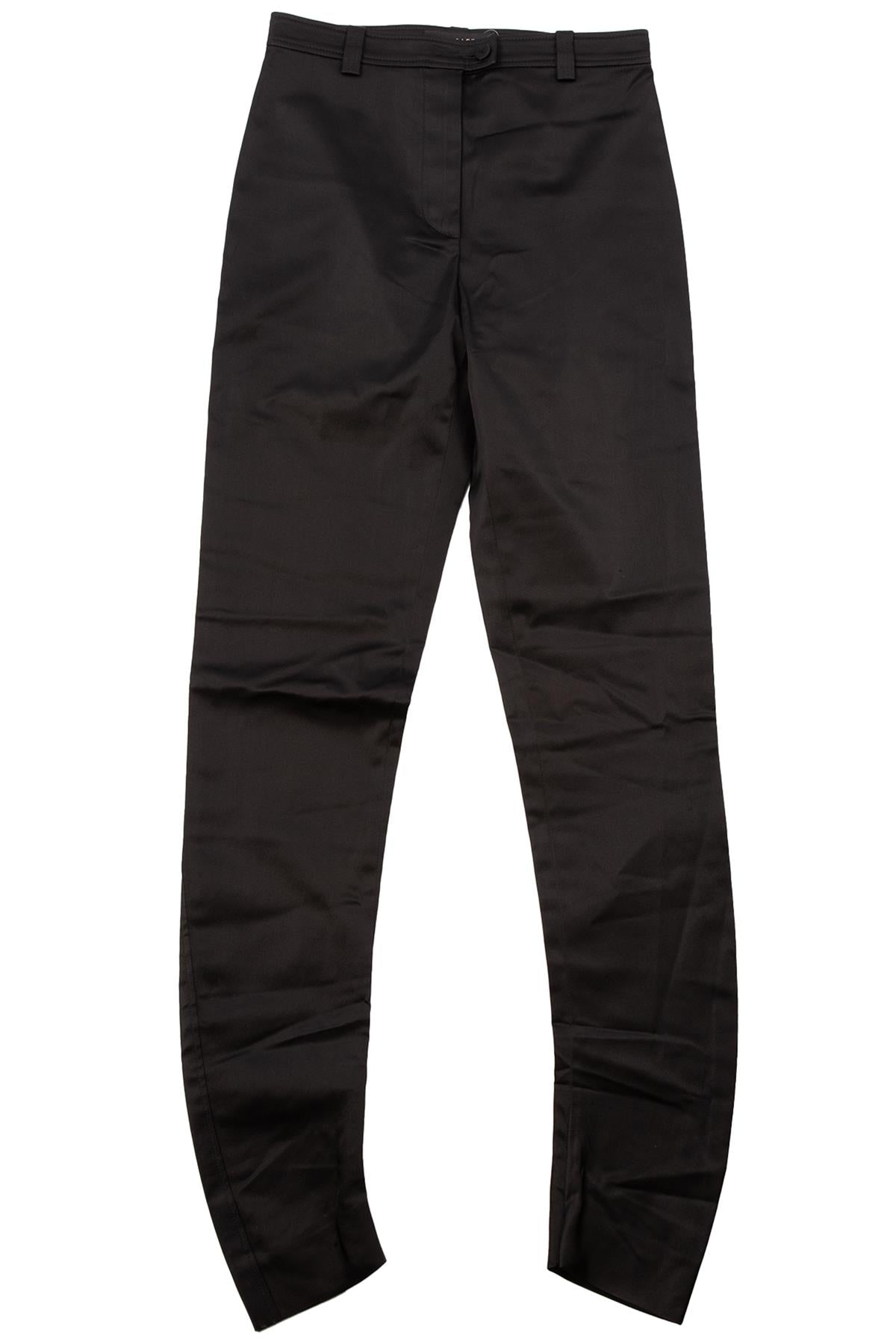 VERSACE BLACK VINTAGE SATIN SKINNY PANTS IT 38 UK 6