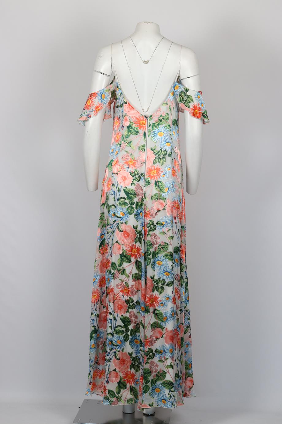 ALICE AND OLIVIA FLORAL PRINT SILK BLEND MAXI DRESS US 12 UK 16