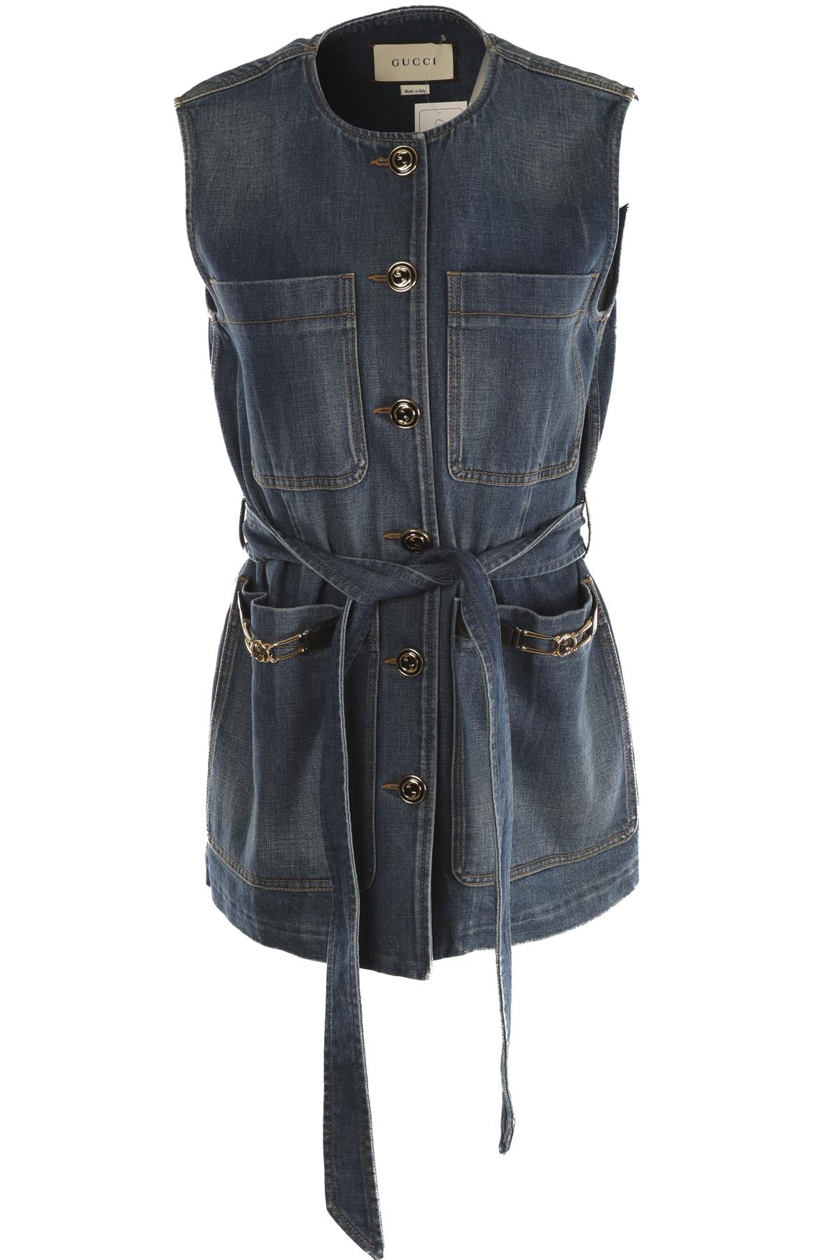 GUCCI BLUE DENIM GILET IT 40 UK 8