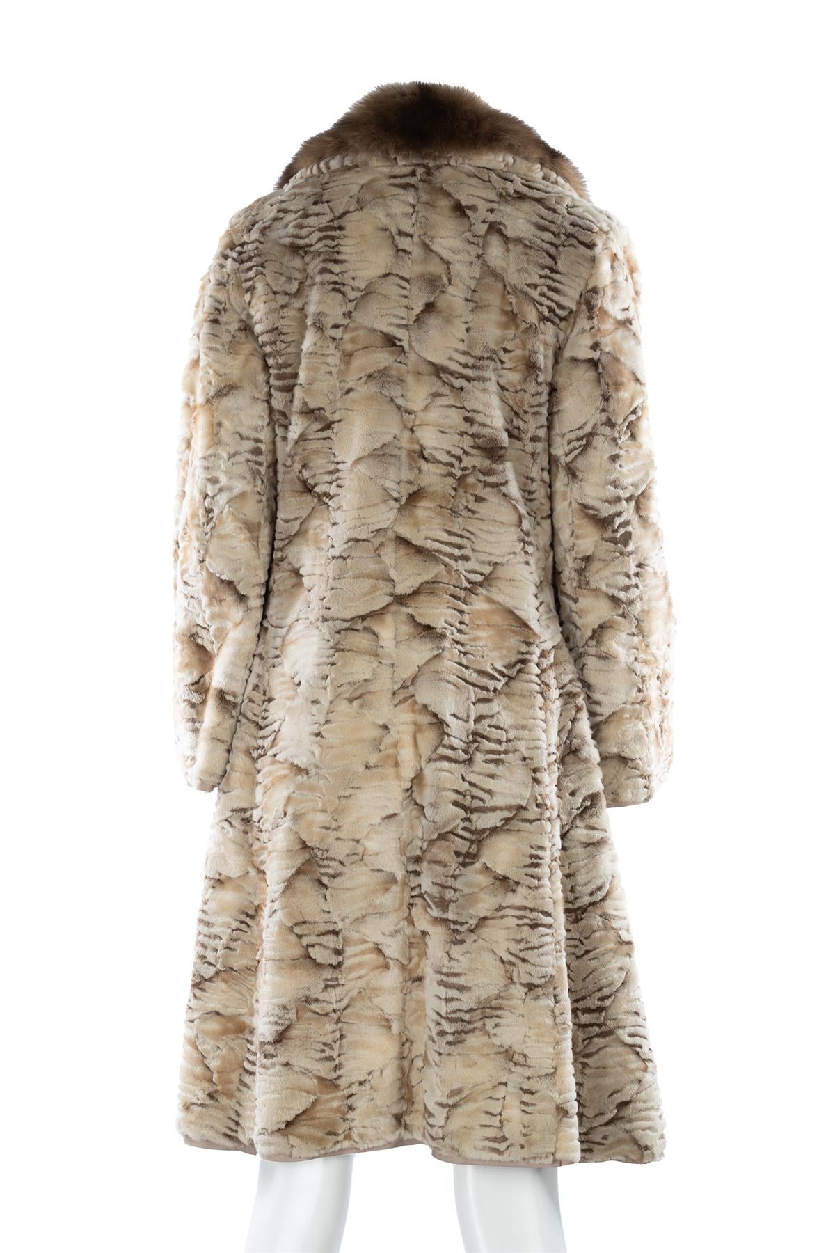 YVES SAINT LAURENT BEIGE VINTAGE FUR COAT FR 38 UK 10