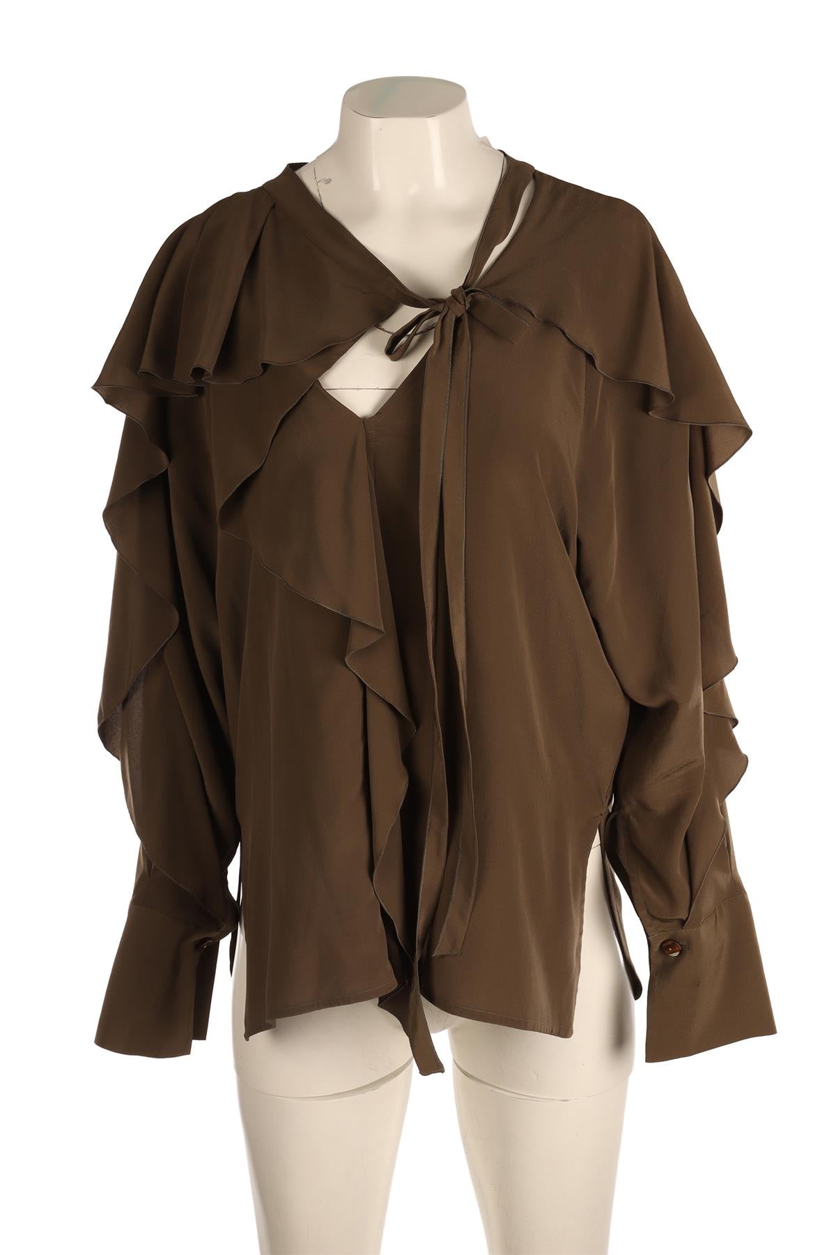 VICTORIA BECKHAM GREEN SILK TOP UK 8
