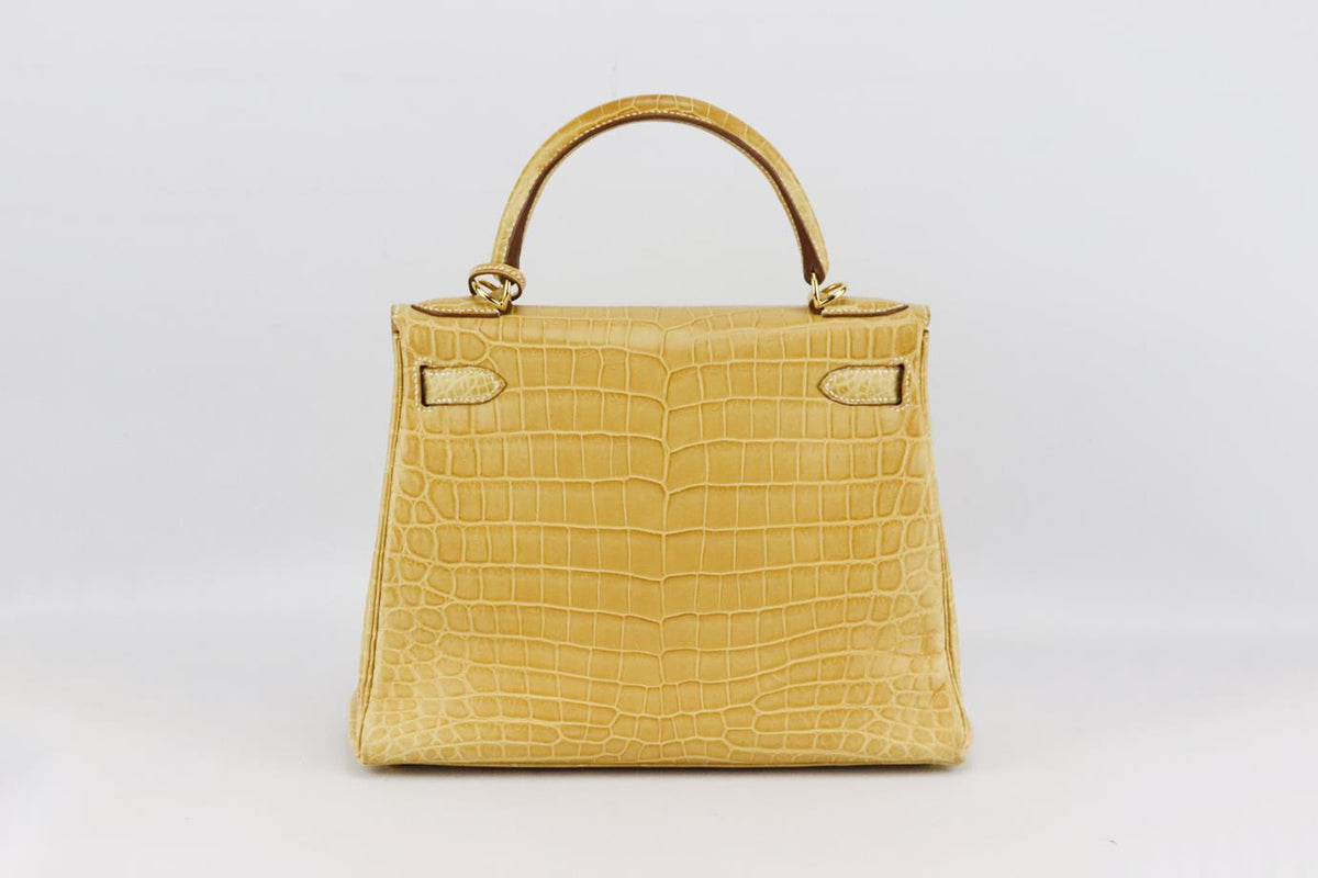 HERMÈS 2014 KELLY RETOURNE 28CM MATTE NILOTICUS CROCODILE LEATHER BAG