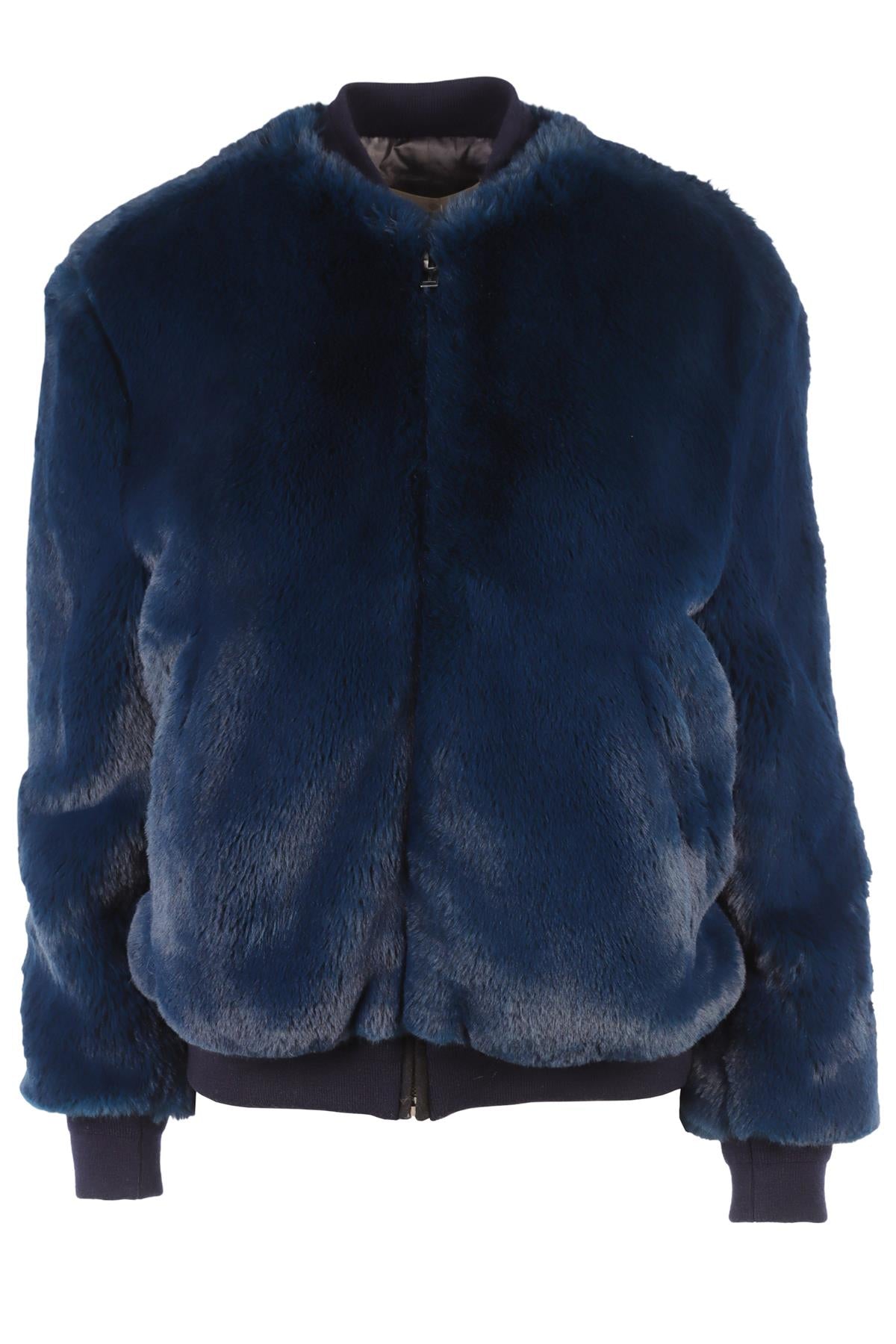 GOLDEN GOOSE DELUXE BRAND BLUE FAUX FUR JACKET XSMALL
