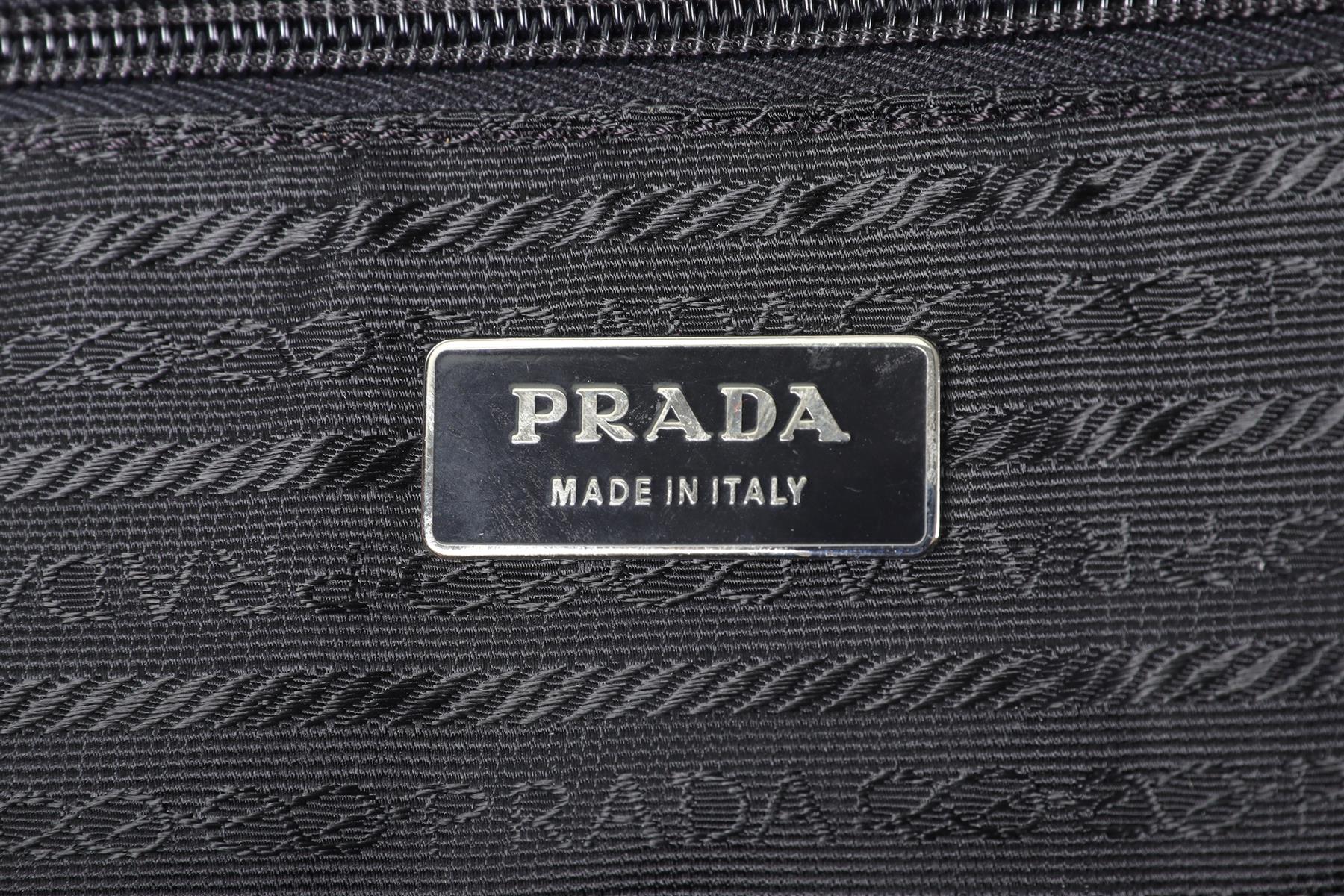 PRADA BLACK TWEED AND LEATHER SHOULDER BAG