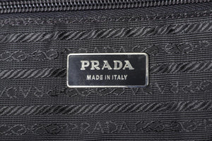 PRADA BLACK TWEED AND LEATHER SHOULDER BAG