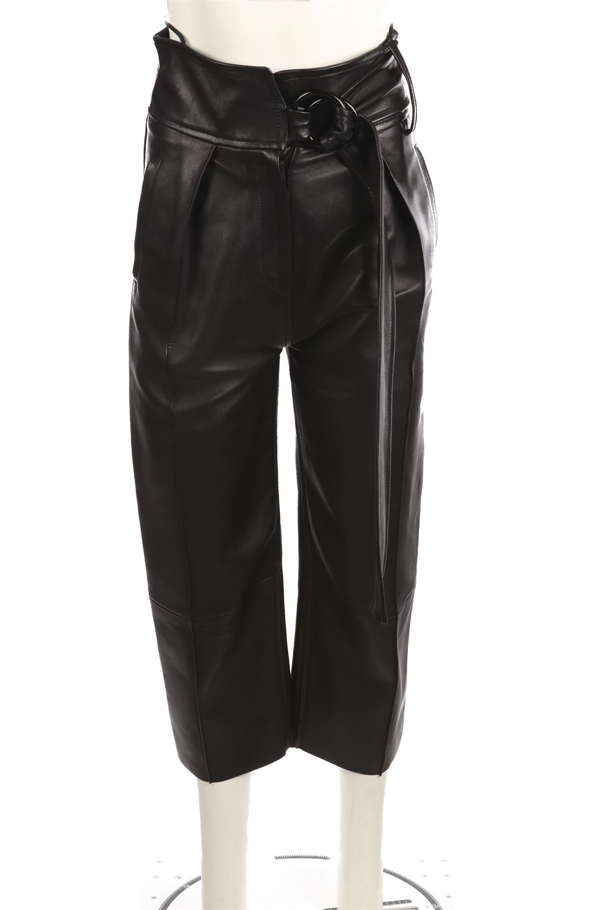PETAR PETROV BLACK LEATHER STRAIGHT LEG PANTS FR 34 UK 6