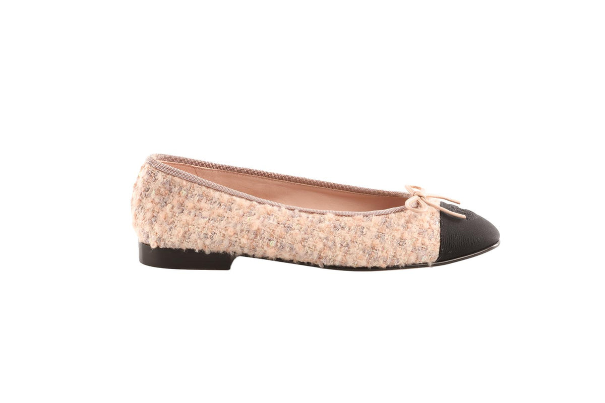 CHANEL PINK TWEED BALLET FLATS EU 38 UK 5