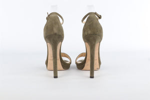 JIMMY CHOO GREEN SUEDE SANDALS EU 38 UK 5 US 8