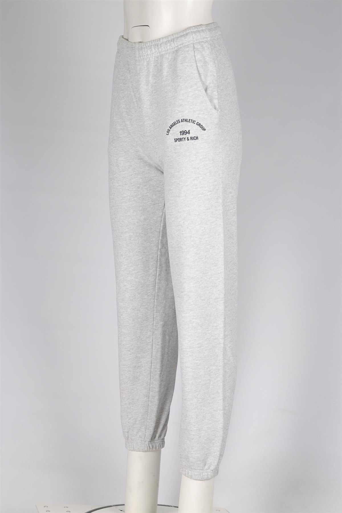 SPORTY & RICH GREY COTTON TRACK PANTS XSMALL