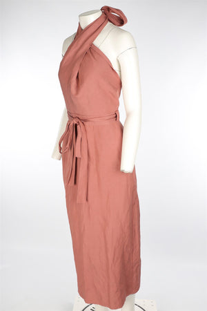 RAEY PINK SILK MAXI DRESS UK 10