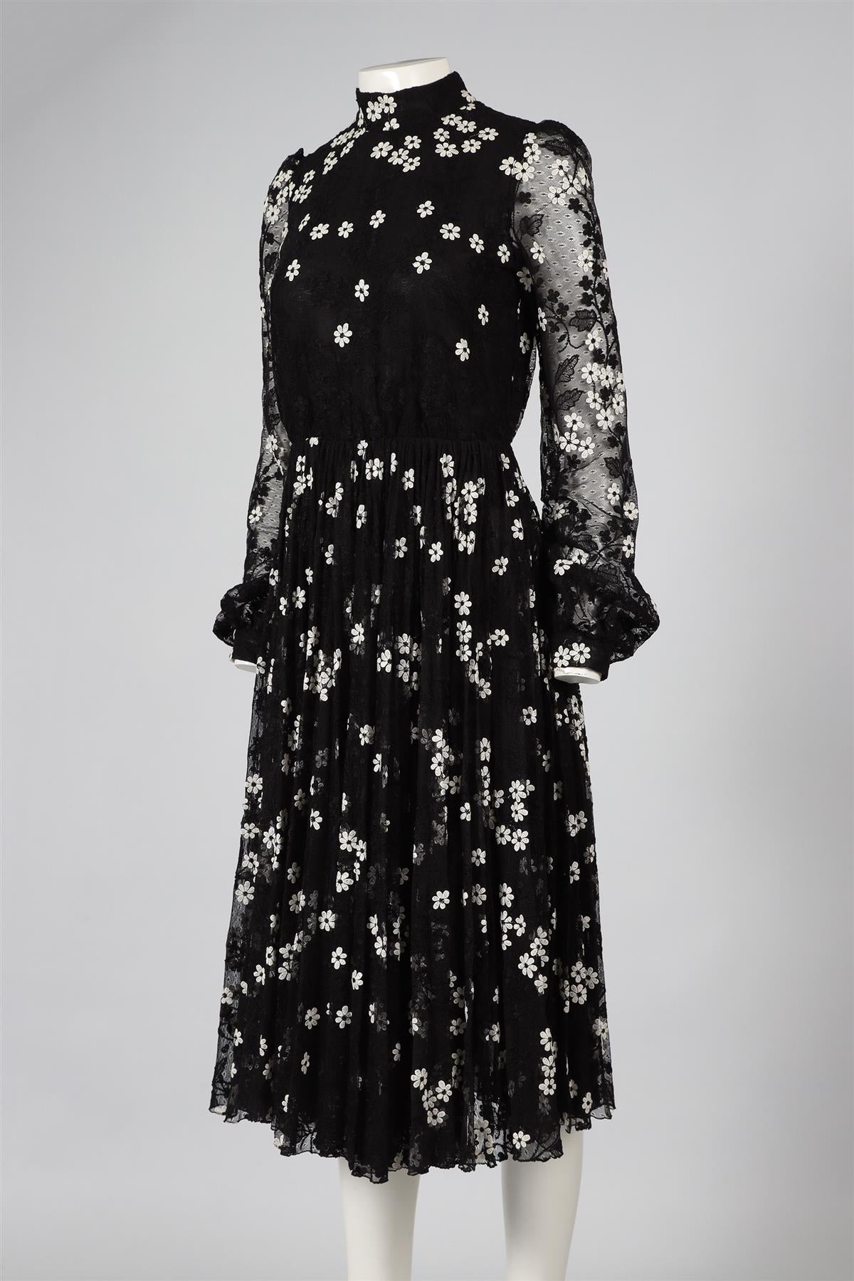 GIAMBATTISTA VALLI BLACK LACE MIDI DRESS IT 38 UK 6