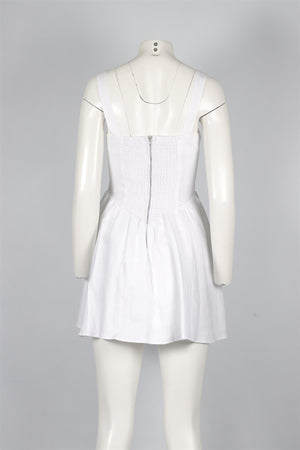 REFORMATION WHITE LINEN MINI DRESS US 2 UK 6