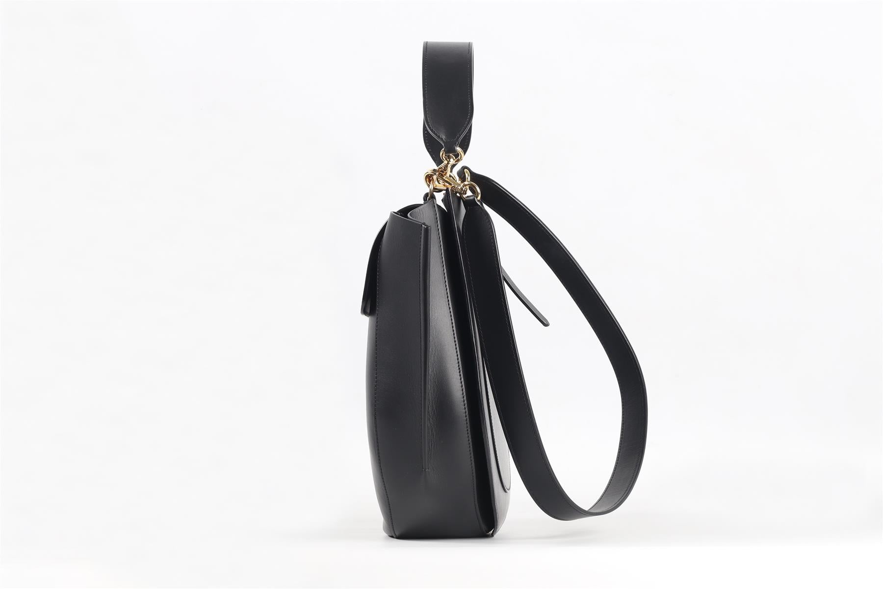 WANDLER BLACK HORTENSIA MEDIUM LEATHER SHOULDER BAG