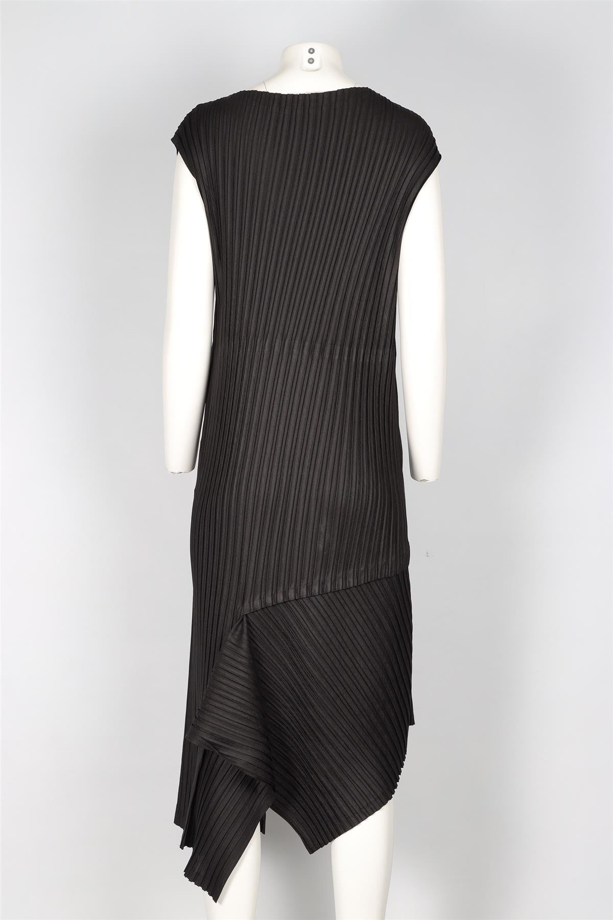 ISSEY MIYAKE BLACK WOVEN MIDI DRESS UK 8