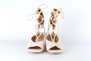 CHLOÉ BEIGE SUEDE WEDGE SANDALS EU 38.5 UK 5.5 US 8.5