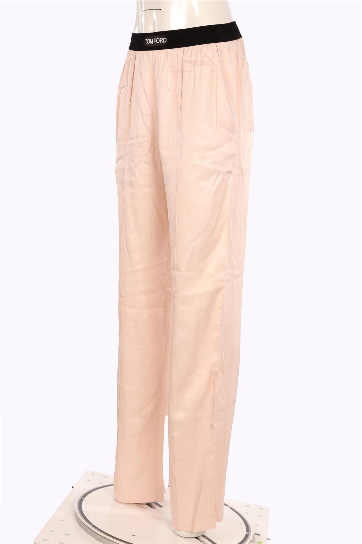 TOM FORD PINK SATIN STRAIGHT LEG PANTS XSMALL