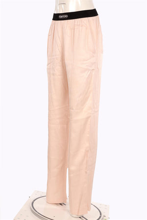 TOM FORD PINK SATIN STRAIGHT LEG PANTS XSMALL