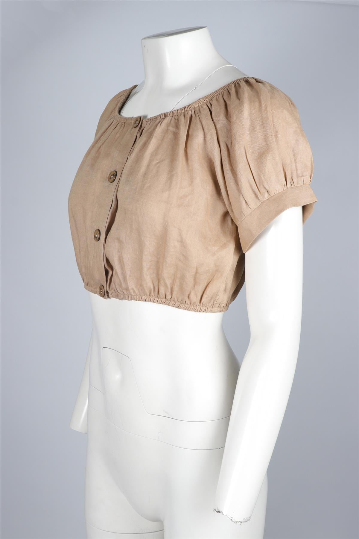 EBERJOY BEIGE LINEN TOP MEDIUM