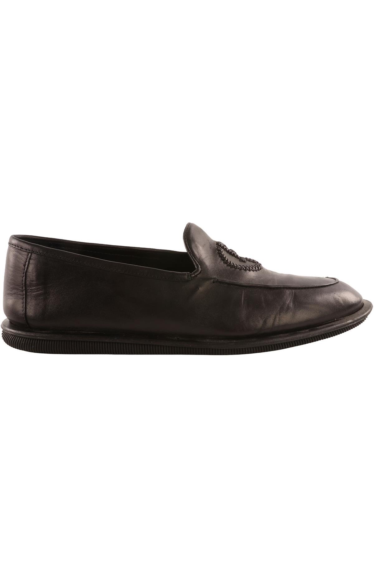 GIORGIO ARMANI BLACK MEN'S LEATHER LOAFERS EU 42 UK 8 US 9
