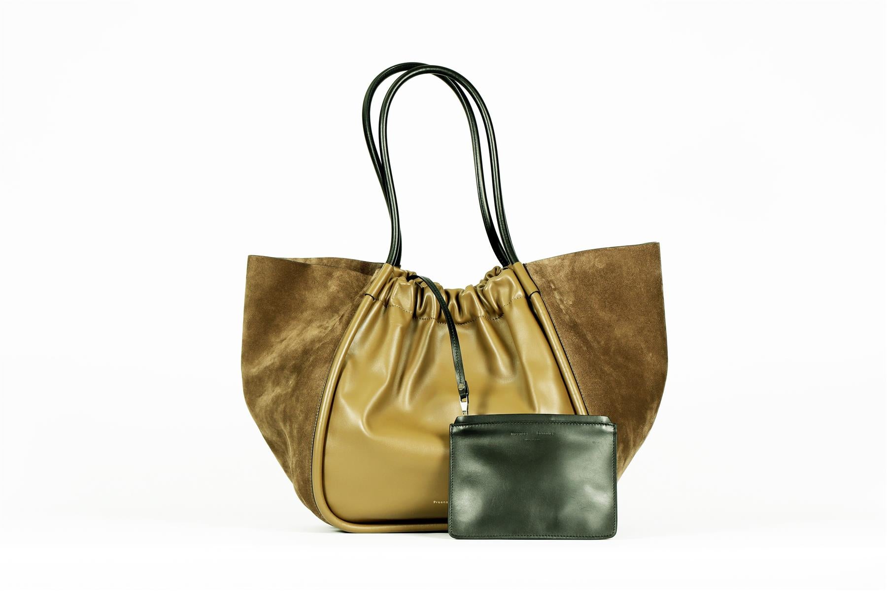PROENZA SCHOULER RUCHED LARGE LEATHER AND SUEDE SHOULDER BAG