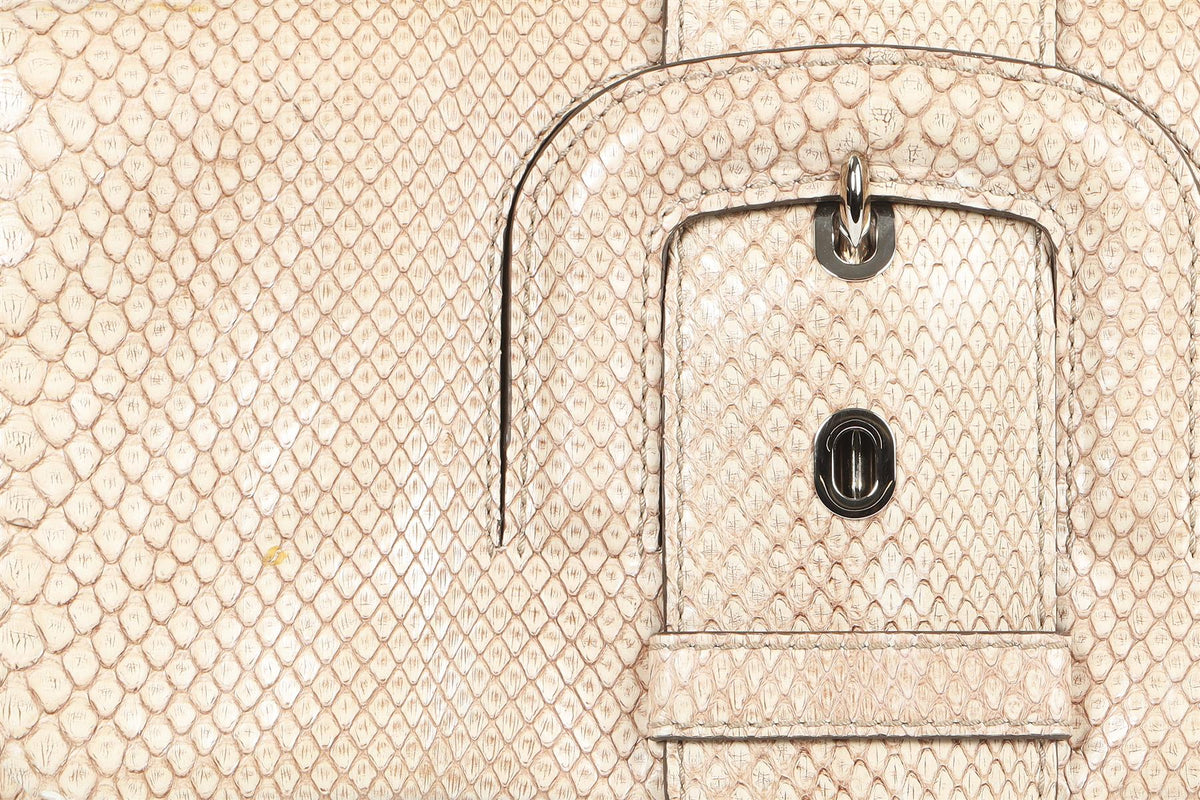 TOD'S BEIGE PYTHON AND LEATHER CLUTCH